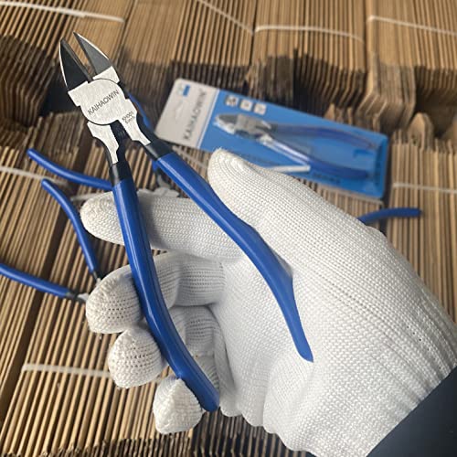 Wire Cutters 2 Pack KAIHAOWIN 6 Inch Wire Cutters Set Spring Loaded Wire Snips Diagonal Cutting Pliers Dikes Precision Wire Clippers Small Flush Cutter for Cutting Wires (2 Count)