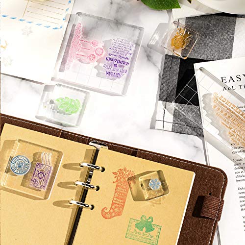 6 Pieces Acrylic Stamp Block Clear Stamping Tools Set with Grid Lines for Scrapbooking Crafts Card Making (6 Count)