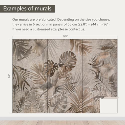 Jungle Wallpaper Vintage Tropical Plants wall murals for Bedroom 136"x96"