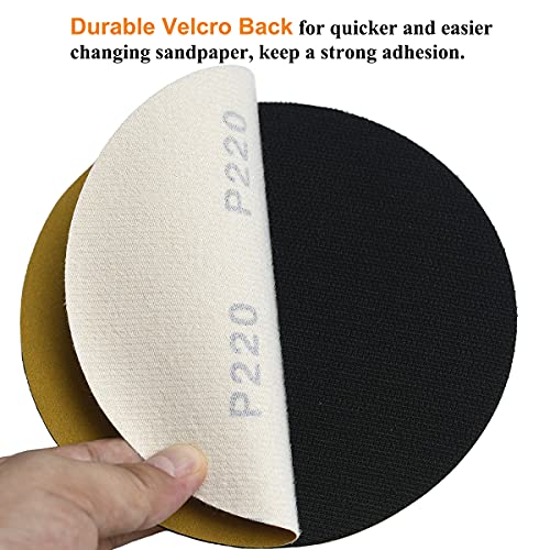 6-Inch No-Hole Hook and Loop Gold Sanding Discs 220-Grit, 100-Pack (100 Count)
