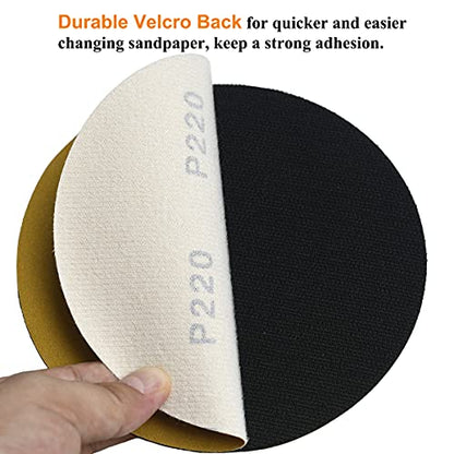 6-Inch No-Hole Hook and Loop Gold Sanding Discs 220-Grit, 100-Pack (100 Count)