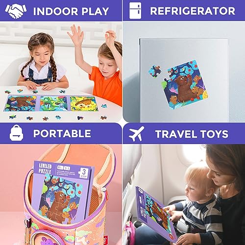 3 in 1 Toddlers Animal Magnetic Jigsaw Puzzle (3 Count)