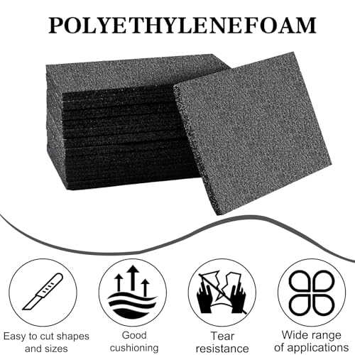 15 Pcs 12" x 8" x 0.5" Black Polyethylene Foam Packing Sheets for Craft (15 Count)