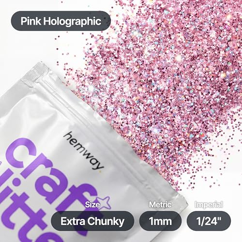 Craft Glitter Pink Holographic 100g Extra Chunky Glitter (3.5 Ounce)