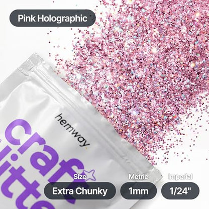 Craft Glitter Pink Holographic 100g Extra Chunky Glitter (3.5 Ounce)