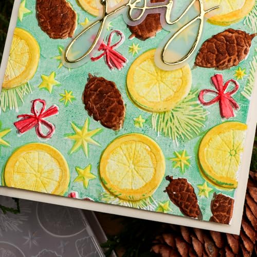 3D Christmas Theme Plastic Embossing Folders Lemon Pine Nut for DIY Scrapbooking Photo Album Card Paper Craft Decoration for Card Making