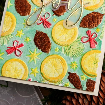 3D Christmas Theme Plastic Embossing Folders Lemon Pine Nut for DIY Scrapbooking Photo Album Card Paper Craft Decoration for Card Making