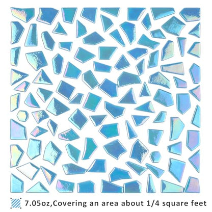 Iridescent Glass Mosaic Tiles for Crafts Bulk (7.05 Ounce)