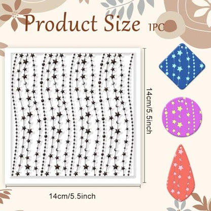 Stars Moon Polymer Clay Texture Sheets Silicone Texture Stamp Clay Texture Mat Modeling Pattern Pad Texture Sheets for Polymer Clay Jewelry and Clay Earrings Tools