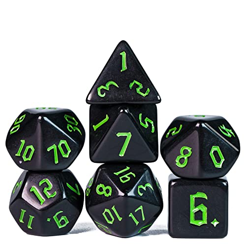 DND Dice Set D&D Polyhedral Dice with Leather Dice Bag (7 Count)