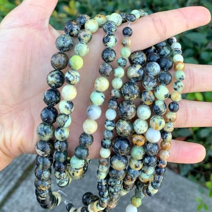 120pcs Adabele Natural African Yellow Turquoise Gemstone 6mm Round Beads (124 Count)