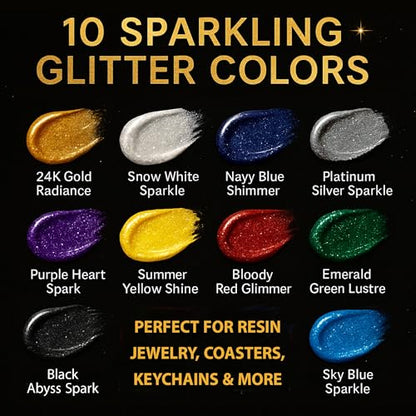 10 Color Pigment Paste for Epoxy Resin Set [ Glitter Series ]