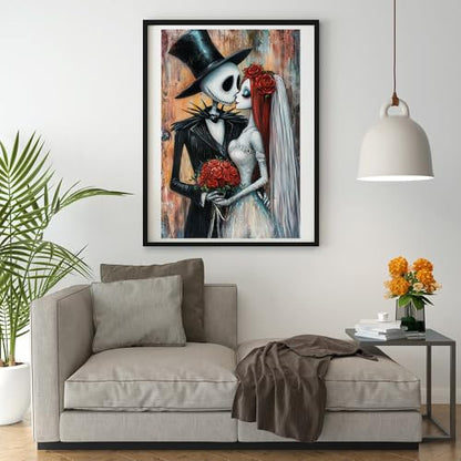 14ct Counted Stamped Cross Stitch Kits for Adults Skulls Couple Roses Printed Cross Stitch Patterns Art Crafts Cross Stitch Supplies