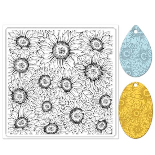 Polymer Clay Texture Sheet Sunflower Silicone Texture Stamp Polymer Clay Modeling Pattern Pad for Jewelry Earring Making DIY Craft