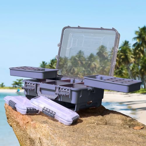 Universal Fishing Tackle Box with Two Small Tackle Tray