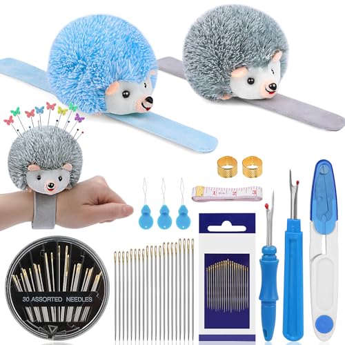 2 Hedgehog Wrist Pin Cushion for Sewing Wrist Pin Cushion (105 Count)