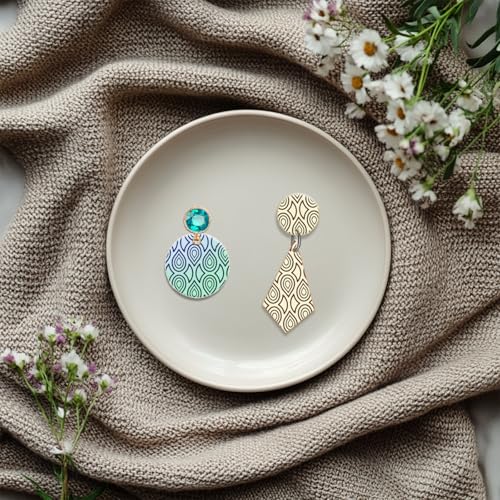 Teardrop Polymer Clay Texture Sheets Repeating Seamless Pattern Silicone Texture Stamp Line Art Modeling Pattern Pad for Jewelry and Clay Earrings Tools