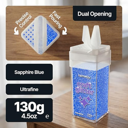 Craft Glitter Shaker Sapphire Blue 130g Ultrafine (4.5 Ounce)