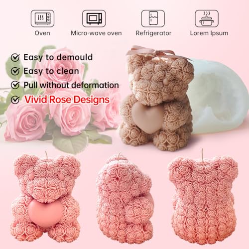 Rose Bear Candle Mold