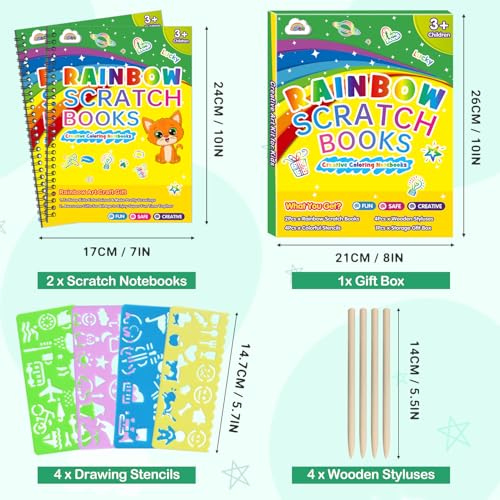 2 Pack Rainbow Scratch Paper Notebooks