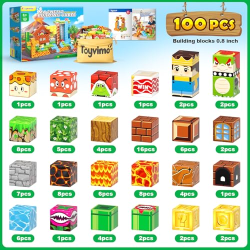 100PCS Magnetic Blocks Magnetic Building Blocks Sensory Toys for Kids Ages 3