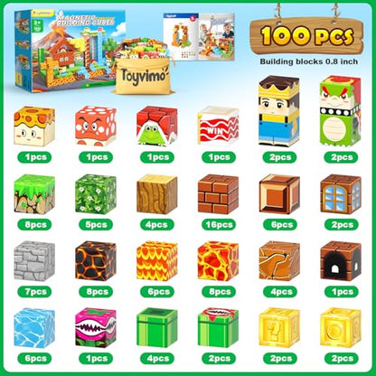 100PCS Magnetic Blocks Magnetic Building Blocks Sensory Toys for Kids Ages 3