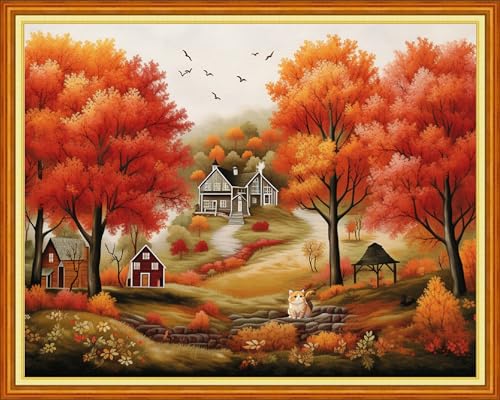 Stamped Cross Stitch Kits Full Range of Embroidery Needlework Starter Kits for Beginners Adults 11CT Embroidery Patterns Art Crafts DIY Needlepoint Kits