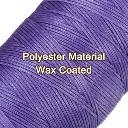 150D 0.8mm Flat Waxed Thread 284 Yards Polyester Leather Sewing Waxed String Hand Stitching Waxed Cord for Leather Stitching Sewing Bookbinding DIY Craft Light Purple