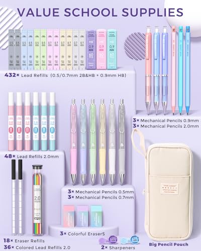 42PCS Mechanical Pencil Set with 696 Lead Refills