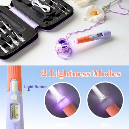 18 Size Digital Counting & Lighted Crochet Hooks Set 2.0mm (18 Count)