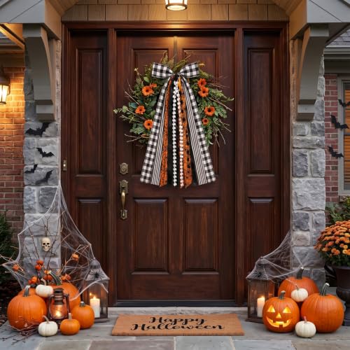 Large Halloween Ribbon Bow for Wreath