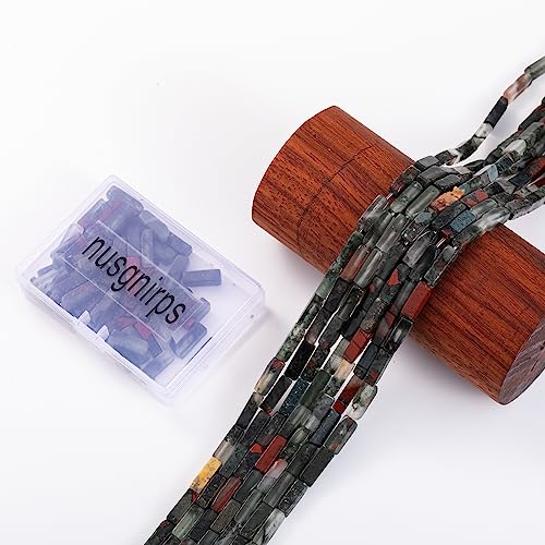 Natural Bloodstone Rectangle Tube Beads 4x13mm 38cm (28 Count)