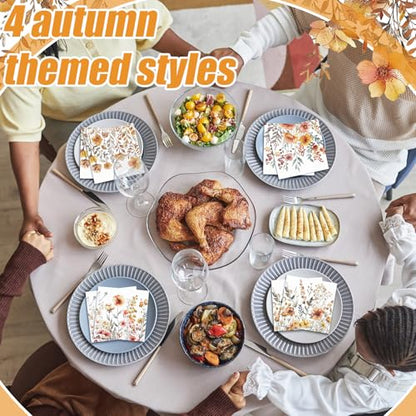 100 Pieces Fall Floral Cocktail Napkins 2 (100 Count)