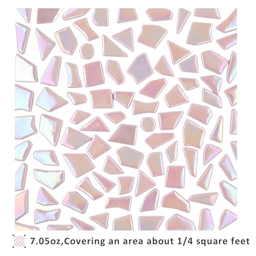 Iridescent Glass Mosaic Tiles for Crafts Bulk (7.05 Ounce)