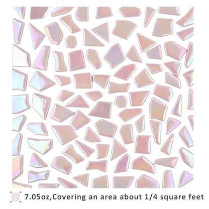 Iridescent Glass Mosaic Tiles for Crafts Bulk (7.05 Ounce)