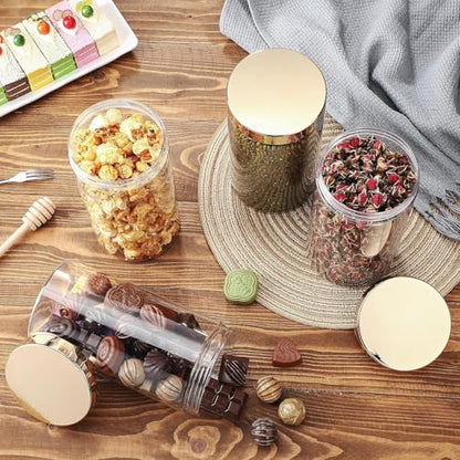 12 Pack 32 oz Plastic Container Jars with Lids Round Clear Travel Cosmetic Container Slime Jars for Toiletries (12 Count)