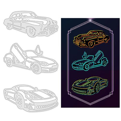 Racing Car Cutting Dies for Card Making Roadster Cut Die for DIY Scrapbooking Journal Embossing Paper Craft Decor (3 Count)