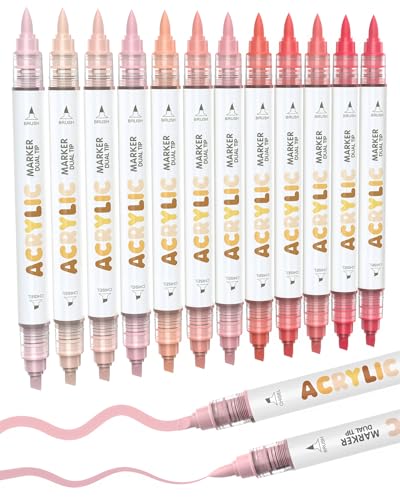 12 Pink Skin Dual Tip Acrylic Paint Markers (12 Count)