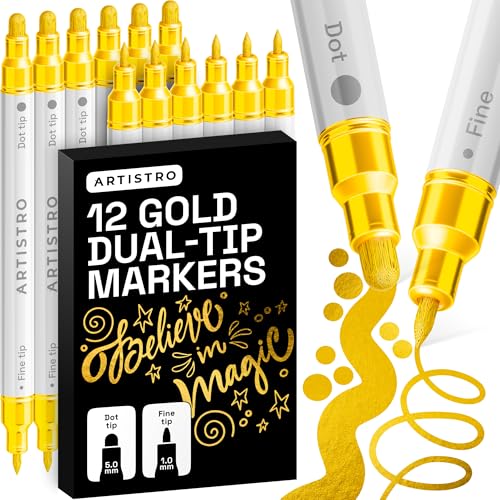 Gold Dual Tip Acrylic Paint Marker Pens (12 Count)