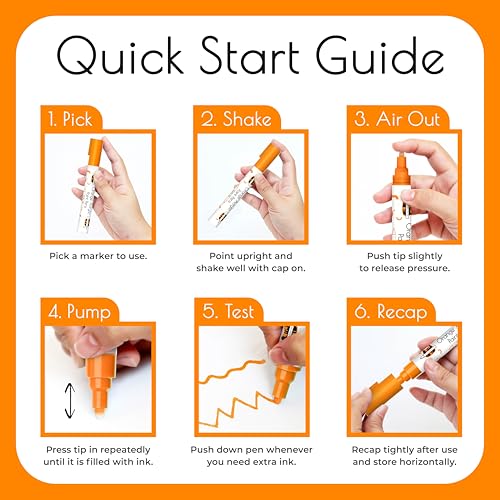 4 Acrylic Dual Tip Orange Paint Pen Metallic for Rock Painting