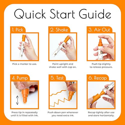 4 Acrylic Dual Tip Orange Paint Pen Metallic for Rock Painting