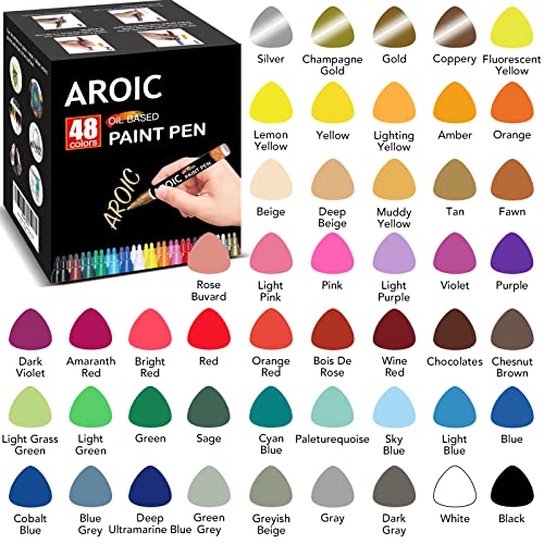 48 Pack Oil Based Paint Markers Medium Tip Rock Painting Pens (48 Count)