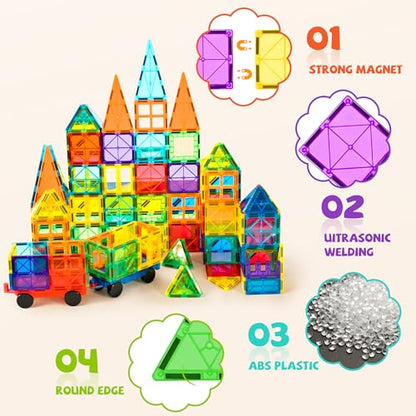 120Pcs Magnetic Tiles Magnetic 3D Building Blocks Set