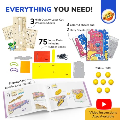 Mini Pinball Machine DIY STEM Toy for Kids 6