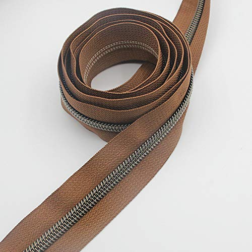 5 Antique Brass Metallic Nylon Coil Zippers by The Yard Bulk 10 Yards