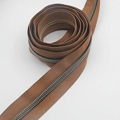 5 Antique Brass Metallic Nylon Coil Zippers by The Yard Bulk 10 Yards