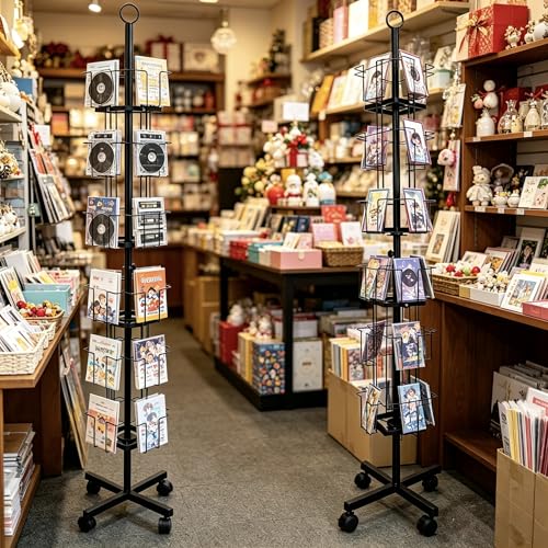2Pcs Rolling Card CD Rack Comic Book Small Magazine Flyer Stand W