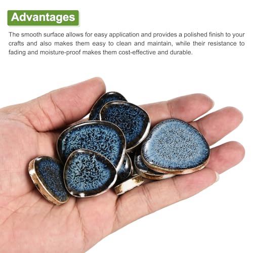 200g Ceramic Mosaic Tiles for Crafts Bulk Pebble Blue Glazing