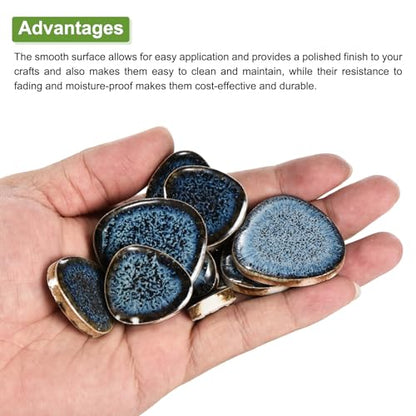 200g Ceramic Mosaic Tiles for Crafts Bulk Pebble Blue Glazing