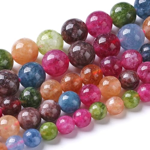 4MM Colorful Tourmaline Stone Beads Natural Gemstone Round Loose Beads for Jewelry Making Bracelet Necklace 180pcs 2 Strands 32"